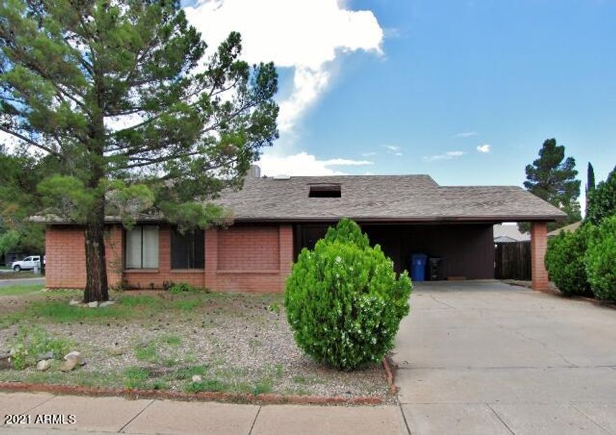 This 3BR/2BA/2CP, 1540 sq.ft. home is centrally located in Sierra Vista, AZ minutes from Fort Huachuca, shopping and schools. The floor-plan includes two living areas and brand new ceramic tile that has been installed in the living areas, kitchen and bathrooms. The home also has a large backyard that is fenced. Call today.