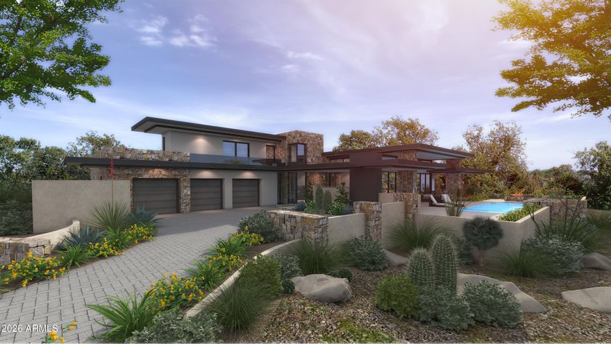 Today is your lucky day This is a rare opportunity to secure IMMEDIATE GOLF MEMBERSHIP to the Desert Mountain club, and bypass the current extensive  waitlist. Designed by acclaimed Arizona architect Ron Brissette, this exceptional custom residence offers approximately 4,600 square feet of thoughtfully designed living space. Situated on nearly three-quarters of an acre, the homesite captures beautiful sunset and mountain views in a serene desert setting. The home will feature four bedrooms, four-and-a-half bathrooms, a private office, and a three-car garage, all designed with true architectural detail and craftsmanship rarely found in today's typical spec homes. At the heart of the residence, the gourmet kitchen and entertaining areas will showcase premium appliances including Sub-Zero, Viking, and Cove, delivering both luxury and performance. Expansive indoor-outdoor living spaces will take full advantage of the surrounding desert beauty, vibrant sunsets, and sweeping mountain views. The home has been fully approved by Desert Mountain and is ready to go to permit, allowing construction to begin immediately- saving a buyer significant time in the design and approval process. 
As a matter of note this home has been priced by one of Desert Mountain's premier builders with over 100 homes built.
Also the current finish list is available, but certainly you can modify it to your taste and needs.
Membership subject to 30 day approval by Desert Mountain Club