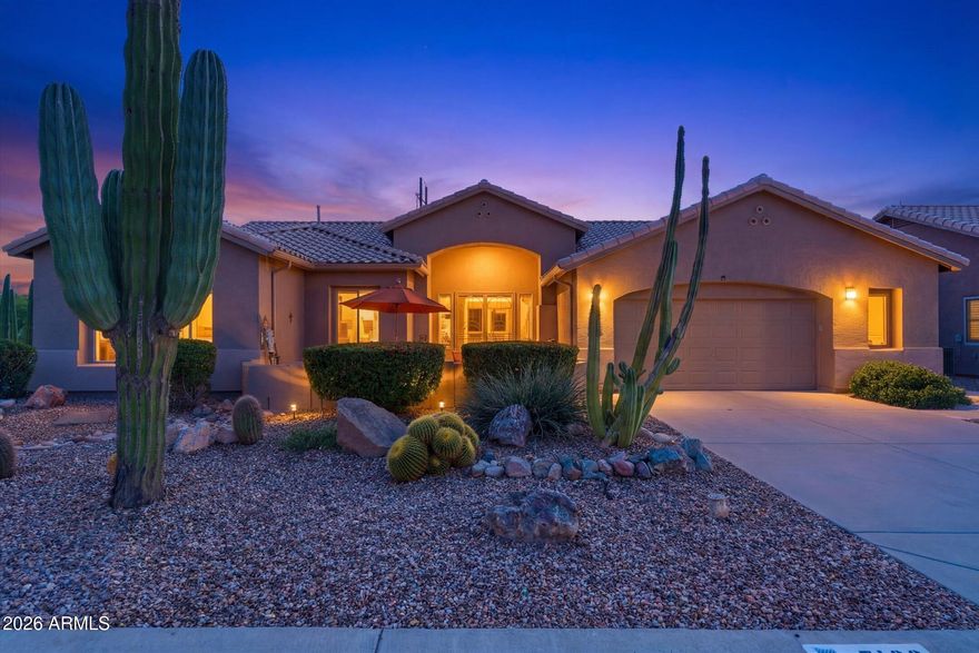 Located in the 55+ community of MountainBrook Village, this Cottonwood model offers a great floorplan with golf course views. The spacious great room features an entertainment wall with gas fireplace, lighted niches, and a wall of windows across the back of the home. The kitchen includes slab granite counters, tile backsplash, center island, stainless steel appliances, and raised panel oak cabinetry. Roomy office plus 2.5 baths. Large primary suite with bay window, patio door, dual sinks, extra cabinetry, and a walk-in tile shower. Big laundry room with built-in cabinets. Wood blinds and custom wood valances throughout with carpet only in the bedrooms. Resort backyard on a corner cul-de-sac lot with golf course views, epoxy patio, front courtyard, electric awnings, built-in BBQ, and low-ma maintenance landscaping. Walkway from front to back yard. 2.5 car garage with epoxy floor, sink, built-in cabinets, and service door to the yard.

Enjoy resort-style living in MountainBrook Village with access to golf, pickleball, pools, fitness center, tennis, clubhouse events, hiking, and a true sense of community.