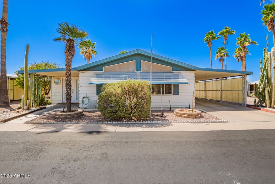 Welcome to your cozy 2 bed, 1.75 bath modular home nestled in Brentwood Southern, this charming residence offers timeless appeal with modern updates. Enjoy an inviting closed-in Arizona room, perfect for morning coffee, bird-watching, or extra entertaining space. Inside, two spacious bedrooms, a full bath and powder room, open kitchen and a light-filled living area await. Brentwood Southern is an active, friendly 55+ community featuring clubhouse events, shuffleboard courts, and landscaped common areas, ideal for socializing and staying active. Plus, prime Mesa amenities are just minutes away: shopping and dining at Gateway Mall, outdoor fun at Riverview Park or Usery Mountain Regional Park, easy freeway access, and proximity to healthcare. Sold AS IS