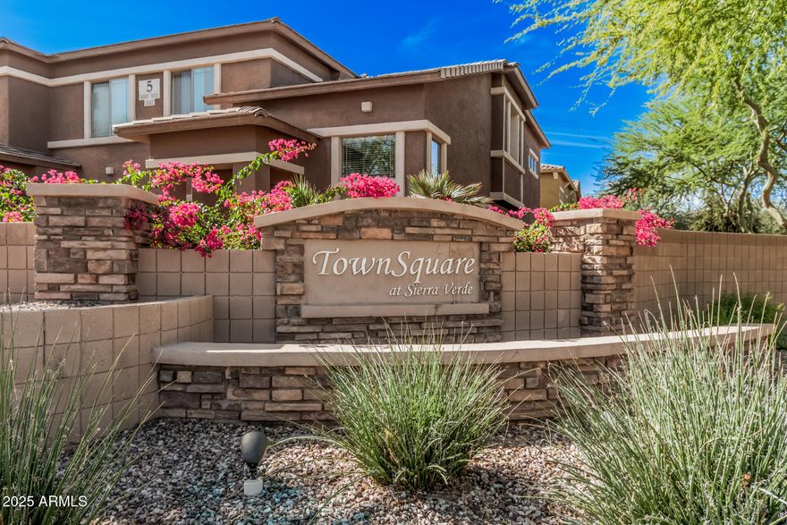 One of the larger units in the community is available. This 3-bed, 3-full-bath condo is in the quaint gated community of TownSquare at Sierra Verde. Offering a wide range of amenities for those looking for convenience and no yard maintenance. 2 Car garage with access to the kitchen with SS appliances, high top bar, dining area with sliding glass door to patio, walk-in pantry, and island for convenient meal prep. Tile throughout the lower level. Enjoy the sparkling pool and jacuzzi, work out room, common areas, walking path, & playground. The lower level offers a bedroom and bathroom, perfect for guests or in-law quarters. 
Minutes from The Surprise Community Park, Spring Training Baseball Stadium, Shopping & Dining. Easy access to Loop 303 & Village at Prasada. Whether you're looking for a primary or seasonal residence, you'll enjoy all that this community & area have to offer