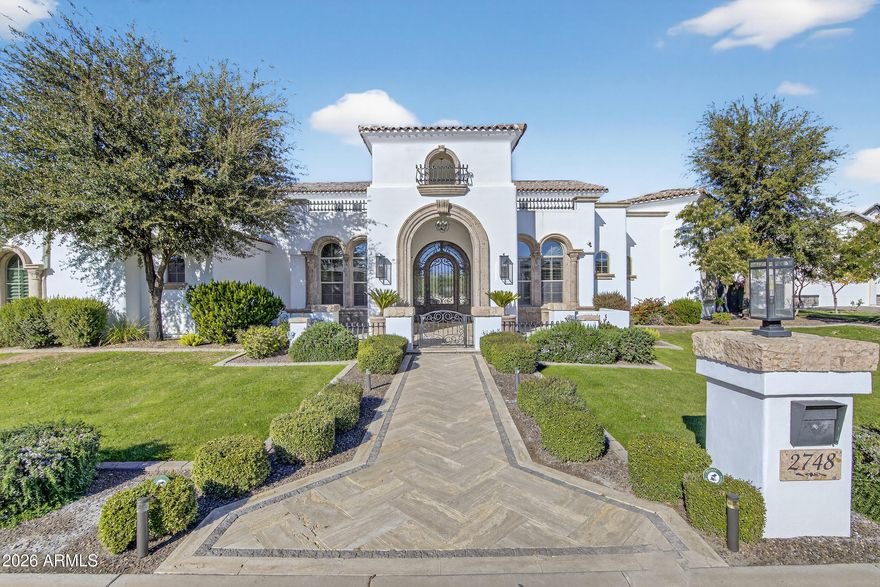 Opportunities like this simply do not come around often in Whitewing at Germann Estates, especially among the community's limited collection of custom built homes. Set on a half acre lot, this 6,419 square foot residence offers 6 bedrooms, 6 bathrooms, a full basement, and a 3 car garage, blending scale, sophistication, and thoughtful design in one of the East Valley's most coveted guard gated communities. From the moment you arrive, the pride of ownership is unmistakable, with professionally maintained landscaping, fresh interior and exterior paint, and a fully refreshed presentation that makes this home feel truly turnkey.

Inside, the home has been extensively refreshed with modern finishes throughout, highlighted by a redesigned kitchen and a spa inspired primary suite featuring a standalone jacuzzi tub. The fully finished basement is an entertainer's dream, complete with a state of the art movie theater and upgraded equipment for an elevated viewing experience. The residence is fully integrated with Control4 technology controlling cameras, lighting, speakers, and security. Outdoors, the resort style backyard features a saltwater pool, misters, outdoor speakers, and an outdoor shower, creating a private oasis for year round enjoyment. Car enthusiasts will appreciate the coated garage floors, hexagon lighting, EV charger, 12,000 lb car lift, extended parking pad behind the RV gate, and a walking path to the backyard, making this a rare opportunity to own a meticulously curated lifestyle home in Whitewing at Germann Estates.