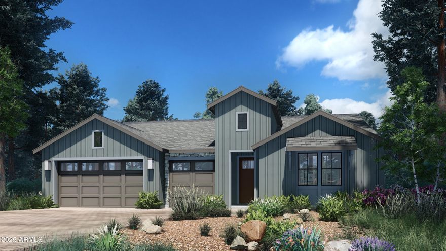 Lot 55 - The Pine floorplan, a beautifully designed single-level home offering 2,659 sq. ft. of thoughtfully crafted living space. This open-concept layout seamlessly connects the kitchen, dining, and living areas, creating the perfect setting for both everyday living and entertaining. Enjoy the spacious great room and a versatile den/media room, ideal for work, study, or movie nights. With 4 bedrooms and 3.5 bathrooms, there's room for the whole family and guests. Experience indoor/outdoor living at its finest with a large covered patio, perfect for relaxing or entertaining year-round. Completing this exceptional home is a 3-car garage, combining style, functionality, and comfort in every corner. The Highlands at Tovar Springs, Flagstaff's newest luxury community where elevated living meets breathtaking natural beauty. Nestled within the world's largest stand of majestic Ponderosa Pines, this exclusive enclave offers a true mountain lifestyle without sacrificing modern convenience. Residents can enjoy the serenity of nature while staying seamlessly connected to everything they need. Perfect for outdoor enthusiasts, providing endless opportunities for hiking, exploring, and embracing Flagstaff's stunning landscapes. Discover the ideal blend of luxury, adventure, and tranquility at The Highlands at Tovar Springs.