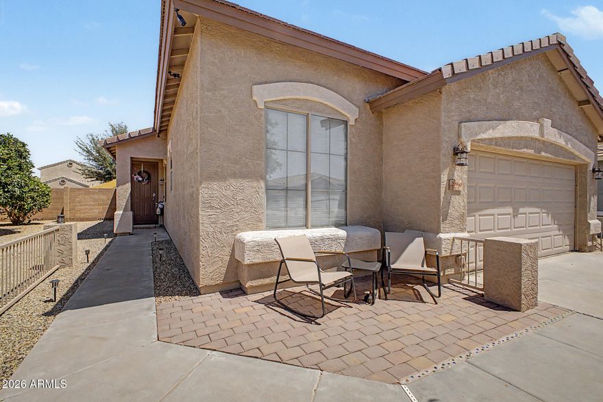 Welcome home! Single-level home in the desirable Villages at Queen Creek subdivision with 3-car tandem garage. Offered by the original owner, this 3 bedroom, 2 bath, 1,526 sqft home has a great floor plan that feels open & functional for everyday living. Low maintenance, practical tile flooring runs throughout the home. The eat-in kitchen features newer stainless steel appliances, a breakfast bar, lots of cabinet space, refinished cabinetry & a new backsplash. The eat-in kitchen is perfect for cozy morning coffee, casual meals, or gathering with family and friends. Washer, dryer, and refrigerator are all included with the home! The updated 16 SEER, 4-ton split gas HVAC system was replaced in 2021. The 3-car tandem garage provides extra room for parking, storage, hobbies, tools & bikes... Step outside to a backyard with pavers on both the covered and uncovered patio areas, creating nice spaces to relax, entertain, garden, or enjoy Arizona evenings. The raised planter is a great spot for flowers, herbs, or seasonal color. Located in the heart of Queen Creek, the home is in a golf course community with wonderful amenities, including tennis & pickleball courts, parks, a workout facility and meeting room. You'll also love the central location near shopping, restaurants, parks, and downtown Queen Creek.