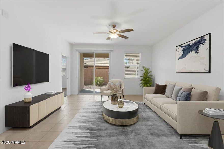 Welcome to this beautifully maintained, move-in-ready 2020-built single-level home in the highly sought-after Homestead at Marley Park community in Surprise, AZ--an exceptional opportunity buyers won't want to miss. This stunning 3-bedroom, 2-bathroom residence showcases a desirable open-concept floor plan designed for modern living, featuring a spacious great room that flows seamlessly into a stylish, upgraded kitchen with elegant granite countertops, and a large center island, perfect for both everyday comfort and effortless entertaining.

Enjoy the added benefit of a solar system, helping provide energy efficiency and potential monthly savings--an increasingly valuable feature for today's cost-conscious buyer!