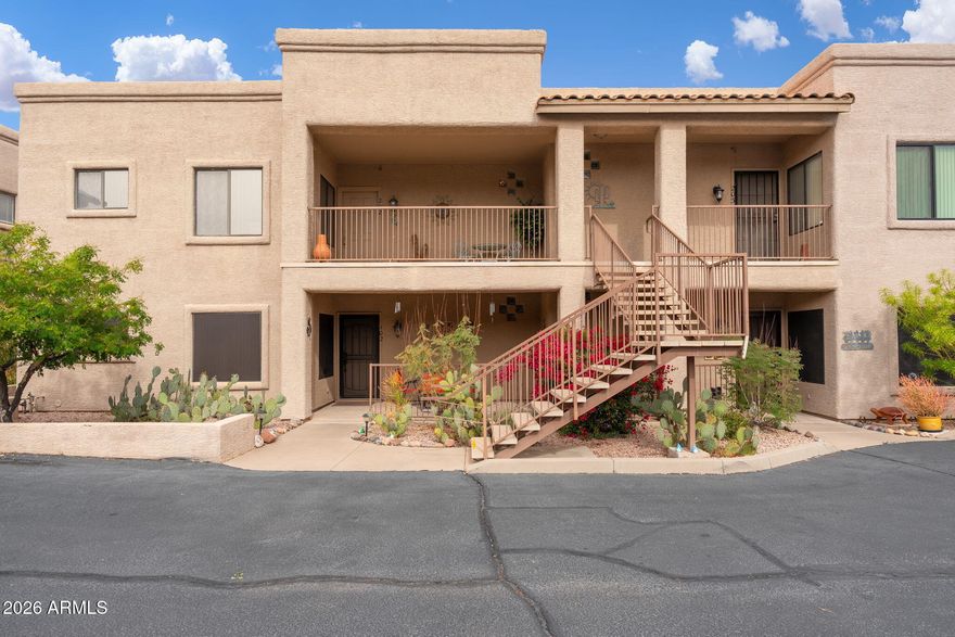 Outstanding turnkey opportunity in Four Peaks! Seller will consider including furnishings via separate agreement with a strong offer. This meticulously cared-for condo offers refined, low-maintenance living just a short stroll from the iconic Fountain, restaurants, shopping, and the charm of downtown.

Take in mountain views from your private balcony or unwind on the covered front deck. Inside, 9-foot ceilings and a smart split floor plan create an open, sophisticated atmosphere ideal for both relaxing and entertaining. Enjoy access to the beautifully maintained community pool, perfect for cooling off on warm Arizona days. This particular unit also includes its own oversized garage -- a rare and valuable amenity offering added storage and convenience. Impeccably maintained and truly move-in ready, this residence is perfect for those seeking a lock-and-leave lifestyle or an effortless desert retreat.