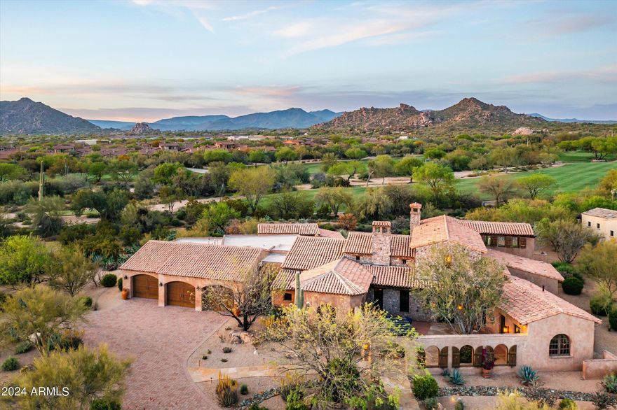 Authentic and timeless Mediterranean design located on a premier golf course lot with privacy and views * Intimate entry courtyard with tranquil water feature * Great room floor plan with master wing split from guest suites, no interior steps on the main level, 4th bedroom on second level with patio/view deck * True custom finishes including reclaimed oak plank floors, Venetian plaster, tumbled travertine, reclaimed oak beams, furniture-grade cabinetry, stone slab counters and hand-made iron work * Chef's kitchen with Wolf & Sub Zero appliances, dual island bars, breakfast nook...all opening to the Family Room * Tremendous outdoor living space complete with fireplace, heated pool & spa, gas fire pit, built-in BBQ island with sink and multiple patios and seating areas * Oversized 3-car garage * This home has been meticulously cared for * On-site amenities include full-time residential services coordinator, fitness facility, heated lap pool, sport courts and 3-acre resident park *
