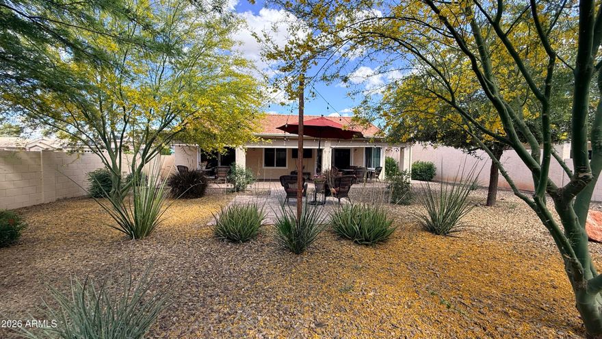 Large lot by the 8th Hole.  AMAZING FULLY FURNISHED in Highly sought after Palo Verde Resort Living Community in Sun Lakes! This Beautifully Updated home is perfectly situated on the Corner of a Quiet culdesac  offering peaceful Golf Course surroundings.
Move in ready, this home features recent updates in 2023 including new roof, lighting, paint, flooring and more. Enjoy year round comfort with a strong A/C unit, sunshades, and an electric fireplace in the main living space. Residents enjoy access to a vibrant Country Club, Community Pool, Tennis/Pickle ball courts, Basketball courts, Golfing, Walking/Biking trails and more.  Close to scenic Sisk Park, and access to Cotton Wood and their new state of the art pool area coming soon. This is 55+ living at its BEST! Very motivated seller!!