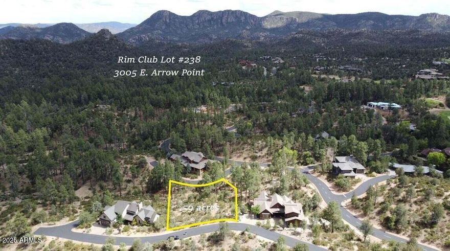 Positioned above the pines on .59 acres, this view lot surveys Monument Peak, the Stewart Mountains, and an expanse of Tonto National Forest, a backdrop that changes with every season. The site is nicely wooded with a favorable slope, inviting architecture that steps lightly with the land and frames wide, southeast-leaning panoramas.
This is a build-to-suit opportunity: collaborate with Integra to refine orientation and a modern mountain plan. As an added benefit, the seller will credit $7,500 toward the Sports Membership initiation fee at close of escrow.
We'll review early budgets so you can move forward with confidence. Seller will carry the financing