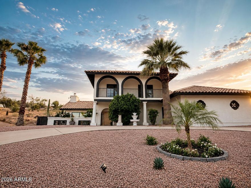 1/2 Acre Lot | RV Parking | 3 Car Garage | 4+ Bedroom Estate ON THE FAIRWAY with 360 Views! Fully Remodeled! 
Incredible Spanish Style Estate Positioned directly on the fairway, this is quiet luxury done right. More than a home it's a private, elevated escape where desert landscape, golf course views, and refined design converge. Thoughtfully updated with clean lines and intentional finishes, every space is designed to feel calm, elevated, and livable. Expansive windows frame the course, pulling in natural light and creating a seamless indoor-outdoor flow that defines Arizona living at its best.The backyard is the moment, open fairway views, layered desert textures, and the kind of setting that feels both private and expansive.