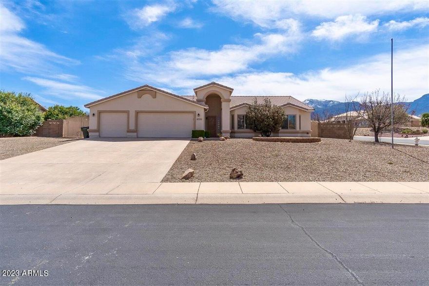 Welcome Home!  Lovely 5 bedroom home in the highly desired Canyon De Flores community sitting on nearly a half acre of property, with clear mountain views! This ideally located home features 2 living areas, a split floor plan, ample bedrooms, a 3 car garage, an extended length covered back patio, with nicely landscaped backyard. The kitchen features upgraded cabinetry, with pull out drawers, double ovens and soft close technology. No HOA, RV Gate & room to park your RV! Mature fruit producing trees: peach and apple. This one is a gem!
