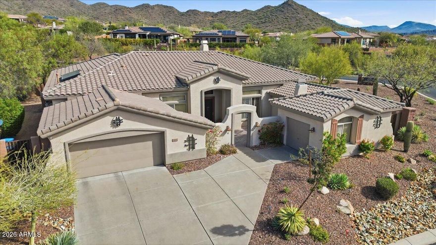 SELLER OFFERING UP TO $10,000 CONCESSION WITH ACCEPTABLE OFFER!!  Located in the sought-after Anthem Country Club on a corner oversized lot, this beautiful 3BR/2.5BA home offers soaring ceilings, a large den/library, a butler's space off the kitchen, and an upgraded sound system throughout. The resort-style backyard captures beautiful Daisy Mountain views and features a newly resurfaced, heated saltwater pool and spa--perfect for relaxing or entertaining. Fresh interior paint throughout. The 3-car garage includes one insulated, air-conditioned bay ideal for a shop, office, workout area, golf simulator or flex space. New air conditioners with extended warranty plus new water softener and RO system make this home truly move-in ready.