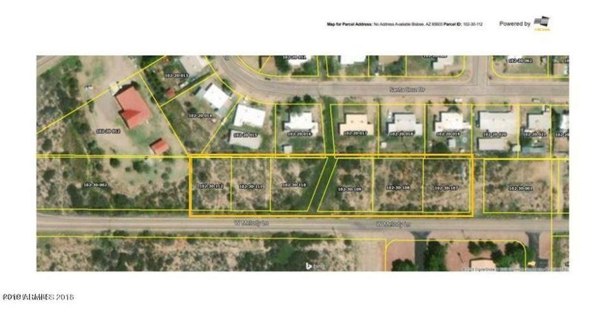 6 Lots will allow at least 4 units per lot, will sell individual lots on either end. Water, sewer and power right there, (buyer should verify). Paved road. Have concept drawing for 4 plexes. With Bisbee's scarcity of low to mid range rentals, this could be the Gold mine.  Within a few hundred yards of the Cochise County Melody Lane Service Center, a very short hop to the Border Patrol Station,, shopping, and the Bisbee Senior Center. 
One owner is a licensed Real Estate Broker in AZ.