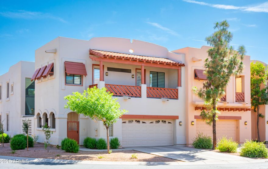 Welcome to the gated community of Pueblo at Anderson Springs!This gem of a home is 3 bed/2.5 bath & has been meticulously maintained.Open floor plan downstairs boasts vaulted ceilings,fireplace, expansive living room dining area & beautiful patio.Eat in kitchen is elegant w/cherry cabs, underneath lighting,granite,induction stove top,soft close drawers & stainless steel appliances.HUGE laundry room has a laundry chute from upstairs.Upstairs you will find the primary suite & 2 additional bedrooms w/ 3 AMAZING BALCONIES.Primary bathroom has dual vanities & separate shower/jetted tub.Secondary bedrooms have a jack & Jill full bathroom.Additionally there is a soft water system,canned lighting t/o except for bedrooms & a corner lot w/in a community of only 84 homes.
