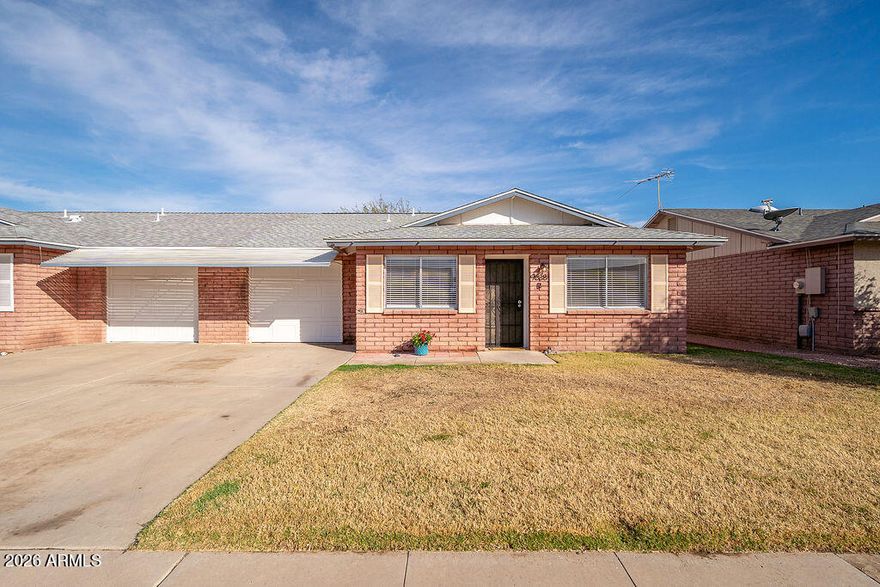 Beautifully Updated 2-bedroom, 2-bath single-level attached home in a desirable 55+ community. Move-in ready with fresh paint, new flooring, and a fully refreshed interior. The kitchen features new cabinets, new countertops, and brand-new appliances. Both bathrooms benefit from stylish updates as well, including brand-new vanities. Sleep well knowing a new water heater and  brand-new roof have already been installed. Easy, low-maintenance layout with comfortable living space and an attached 1-car garage and low HOA dues. Community amenities include a clubhouse, pool, and open greenspace for residents to enjoy.