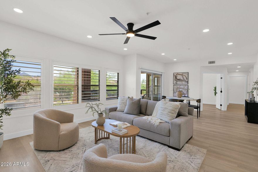 This is a beautifully renovated 3-bedroom, 2-bath condo in the highly sought-after Village at Grayhawk, nestled within North Scottsdale's prestigious Grayhawk community. This stunning second-floor residence has been completely transformed with stylish, modern finishes throughout, including all-new flooring, cabinetry, appliances, water heater, lighting fixtures, and ceiling fans. In addition to the 2 car garage there is an adjacent extra room for storage.  

Enjoy peaceful mornings and breathtaking mountain views from your private balcony. Designed for both comfort and lifestyle, residents enjoy access to multiple resort-style community pools, a fully equipped fitness center, and more than 30 miles of scenic multi-use trails perfect for walking, running, and biking.

Ideally located near premier shopping, dining, golf, and highly rated schools, this exceptional condo combines luxury, convenience, and the best of North Scottsdale living.