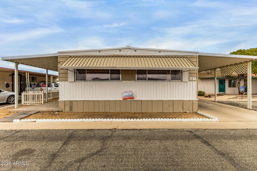 TURNKEY and MOVE-IN READY! Discover your ideal retirement living with this DOUBLEWIDE manufactured home in the GATED, active community of Blue Sky Mobile Home Park. This charming residence offers 2 bedrooms and 2 bathrooms within a 24×63 sq. ft. layout, providing plenty of comfort and space for you to enjoy. Newly remodeled, the home is equipped with central AC, walk-in shower, and a convenient carport. As a resident, you'll enjoy amenities like a swimming pool, clubhouse, whirlpool, billiard room, laundry facilities, a fitness center, and boat/RV storage. Don't miss out on this fantastic opportunity!