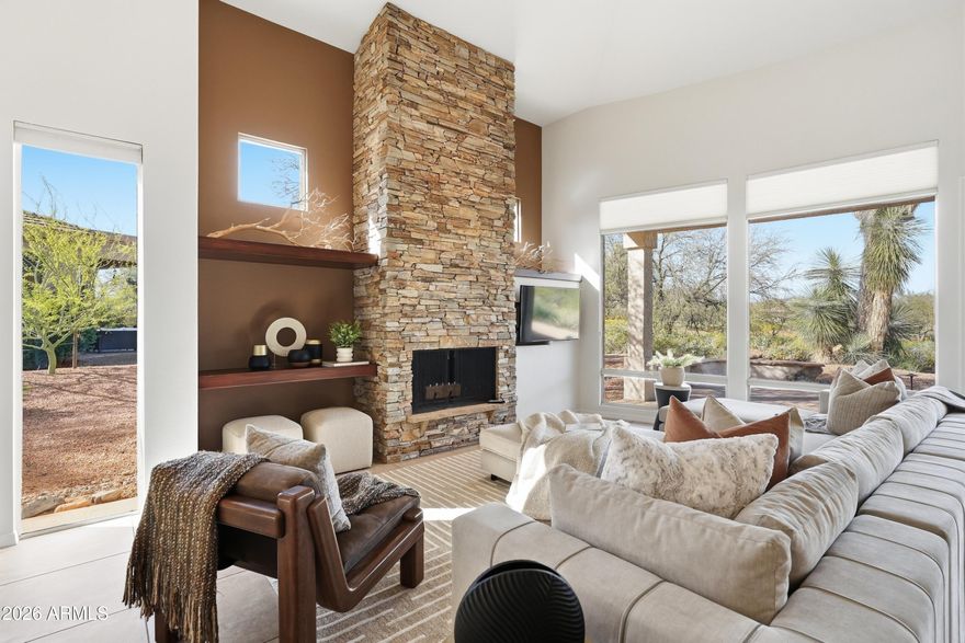 PRICE IMPROVEMENT, INCREDIBLE OPPORTUNITY!!..Perfectly positioned on the 10th fairway with gorgeous views of the mountains and Tonto Verde's acclaimed Peaks Golf Course, this exquisite golf villa has two bedrooms and an additional third bedroom that can double as an office. This is your gateway to the ultimate Sonoran Desert lifestyle. Tucked within a private gated community with Golf Courses, Driving Range,Community Pools, Spas, Fitness Classes,Club House, Restaurant, One Mile  Walkers and Waggers Path walkable to club or by golf cart! Step inside to a bright, airy great room with a gorgeous stacked stone fireplace - perfect for cool high desert evenings. Fresh interior paint , exterior paint, and new carpet gives the home a fresh, crisp move in ready feel. The kitchen shines with granite while the expanded flagstone patio puts you front and center as golfers navigate their approach shots against a breathtaking mountain and golf course views you'll never tire of! The floor plan is as flexible as it is comfortable - a generous master suite, a private guest suite with its own bathroom, and a third bedroom just off the great room that works perfectly as an office or hobby space. Fresh exterior paint rounds out a home that looks as good outside as it feels inside. An owned, transferrable solar system adds long-term value and keeps energy costs in check year-round.

Beyond your front door, Tonto Verde delivers a true resort experience -- two championship golf courses, a community pool, sport courts, pickleball, bocce ball, a fitness center, yoga classes, massage therapy, a dog park, and an onsite restaurant and bar where neighbors become friends. No golf membership? No problem. The putting green and driving range are open to all residents, and you can play the courses up to six times during high season - plus unlimited rounds all summer long on a pay-by-the-round basis. This is far more than a home - it's a lifestyle. Opportunities like this don't last. Don't let it get away!