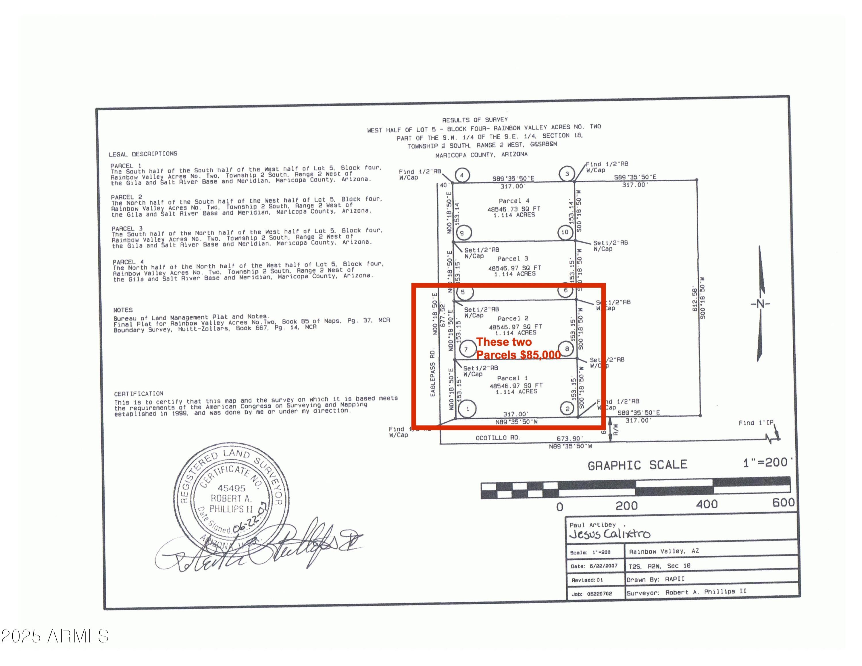 21000 W ocotillo (Approx) Parcel 1&2 Road 5