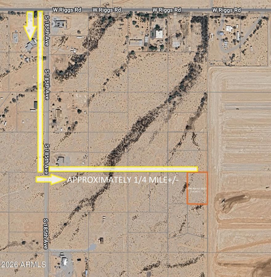 SELLER WILL FINANCE W/ $7K DOWN PAYMENT, 9.9% INTEREST RATE, 10-YEAR AMMORTIZATION, 5-YEAR BALLOON! ONE ACRE LOT FOR SALE IN BUCKEYE, AZ!  POWER CLOSE BY. CONVENIENT LOCATION WITH EASY ACCESS TO THE REST OF THE VALLEY. THIS AREA HAS A LOT TO OFFER!!  ZONED R-43. MARICOPA COUNTY APN 400-62-288-D, REFERRED TO AS PARCEL 2 ON RECORDED SURVEY 2024-0666487. *SELLER MAY CARRY*BUYER TO VERIFY, ZONING/USE , UTILITIES, ACCESS & ALL PERTINENT INFORMATION*DIRECTIONS: RIGGS RD/RAINBOW VALLEY RD - WEST ON RIGGS RD 3/4 MILE, SOUTH ON 185TH AVE 1/4 MILE, EAST ON MEWES RD ALIGNMENT (UNMARKED) APPX 1000 FT TO NW CORNER OF PARCEL. DO NOT USE ADDRESS TO LOCATE MUST USE GPS COORD 33.213890, -112.452914.