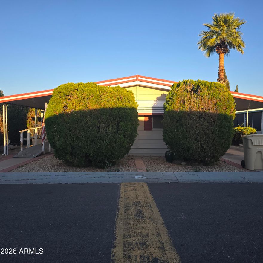 ON LEASED LAND:

Dont miss out on this 2 bedroom 2 bath manufactured home with a den. Very spacious Kitchen.  Roof just replaced in February, new hot water heater and washer.  All appliances convey.   

Located in an age restricted gated resort style community.  Community features pool, spa, pickleball, billiards, work out facility.  Lots of activities.