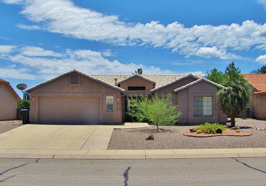 This meticulously maintained, 3BR/2BA/2CG, 1832 sq.ft. home is centrally located in Sierra Vista, AZ minutes from Fort Huachuaca, schools & shopping.  The open floor plan includes vaulted ceilings, granite counters, S/S appliances, a dining room buffet, plantation shutters, an enclosed back patio and beautifully landscaped yards.  This property is a must see. Call today.