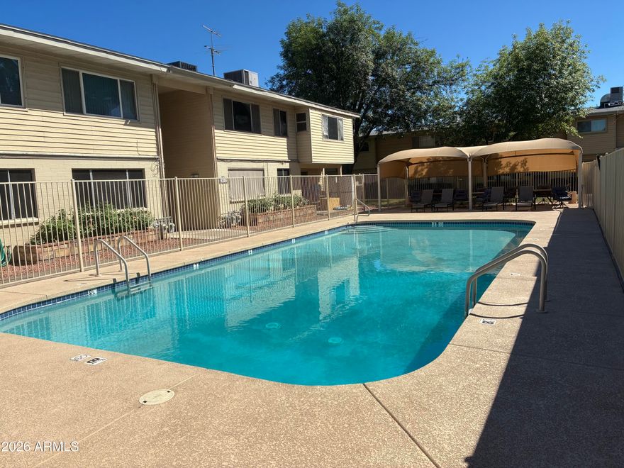 Economical studio upstairs unit with brand new carpet and an enclosed balcony in the Bahama Community, just 2 miles from GCU, 12 minutes to Downtown Phoenix, and easy I-17 access. Community pool, manicured grounds, & gated access. Perfect for retirees, first-time buyers or students! Priced for quick sale! Sorry no pets.