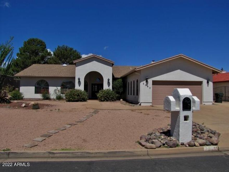 This well-maintained, 3BR+den/2.5BA/2.5CG, 2281 sq. ft. home on the PDS Golf Course is centrally located in Sierra Vista, AZ minutes from Ft. Huachuca, shopping, schools and Canyon Vista Medical Center. The large floor plan includes a formal dining room, family room, living room, central A/C and large garage with separate golf cart parking. The views of the golf course and mountains are gorgeous. Call today.