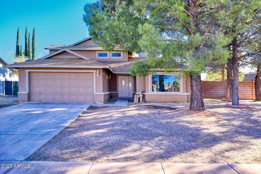 Hot new listing!! Come check out this 4 bedroom home with sparkling pool, huge  backyard with extended covered patio, and storage shed. Lots of living space in this large two story home. LARGE EAT-IN KITCHEN.  New carpeting. New Paint. Fireplace (wood burning) with wood mantle in the living room.  Workbench shelves in the garage. This home has lots of possibilities. Nice landscaping with several shade trees and a block wall with double gate to the backyard. There is a outlet for SPA hookup.