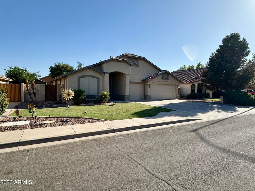 WOW! Stunning 3+ bedroom, 2 full bathroom single-level home located in the highly desirable Meridian Pointe subdivision, a community known for its all one-story homes offering added privacy and a true neighborhood feel. This beautifully maintained property combines comfort, functionality, and resort-style living in a prime location.
Step into your private backyard oasis featuring a heated pool and spa, surrounded by elegant flagstone and paver patio, creating the perfect space for entertaining, relaxing, or enjoying Arizona's year-round sunshine. Whether hosting gatherings or unwinding after a long day, this outdoor space delivers both style and serenity.
Inside, you'll love the spacious open-concept kitchen, designed for both everyday living and entertaining. Highlights include a large Highlights include a large center island, abundant countertop space, a built-in desk area, and an extra-large walk-in pantry. The kitchen also features a newer stainless steel French door refrigerator and tastefully updated cabinetry that extends into the oversized laundry room, offering both style and convenience.
The flexible floor plan includes a converted oversized bedroom (originally two separate bedrooms), providing a versatile space ideal for a guest suite, home office, gym, or multi-purpose room. This unique layout adds valuable functionality to the home while maintaining comfort and flow.
Additional features include generous side yards, an oversized laundry room, and a 3-car garage, giving you plenty of space for storage, vehicles, hobbies, and recreational gear. Every detail of this home is designed to maximize usability and comfort.
Located on a quiet street near a greenbelt, this home offers a peaceful setting while still being close to everything you need. Enjoy convenient access to shopping, dining, entertainment, and major freeways, making commuting and daily errands simple and efficient. The property is also part of the highly sought-after Gilbert school district, while benefiting from lower Mesa taxes, offering exceptional value.
This move-in-ready home truly stands out with its desirable location, thoughtful upgrades, and inviting indoor-outdoor lifestyle. Don't miss your opportunity to own this exceptional property.