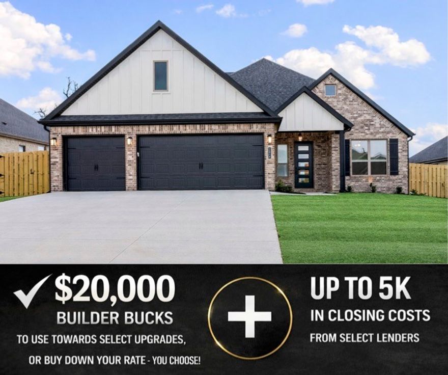 The Hornbill floor plan features 2,310 sq ft of thoughtfully designed living space. Garage depths range from 20 to 24 feet, providing ample room for vehicles, storage, or hobbies. This two-story home offers an open-concept living, dining, and kitchen area, perfect for entertaining and everyday living. The kitchen is equipped with stainless steel appliances, a composite granite sink, and a push-button garbage disposal, combining style with functionality. The primary suite is conveniently connected to the utility room, adding everyday ease and efficiency. With spacious bedrooms, modern finishes, and a well-planned layout, this home delivers comfort, practicality, and quality craftsmanship throughout. For a limited time, Builder Incentives: $20,000 Builder Bucks to use towards select upgrades, appliances, or buy down your rate – you choose! Plus up to 5K from select lenders. For a total of up to 25K with lender incentives! Fence, blinds, and gutters are all included.