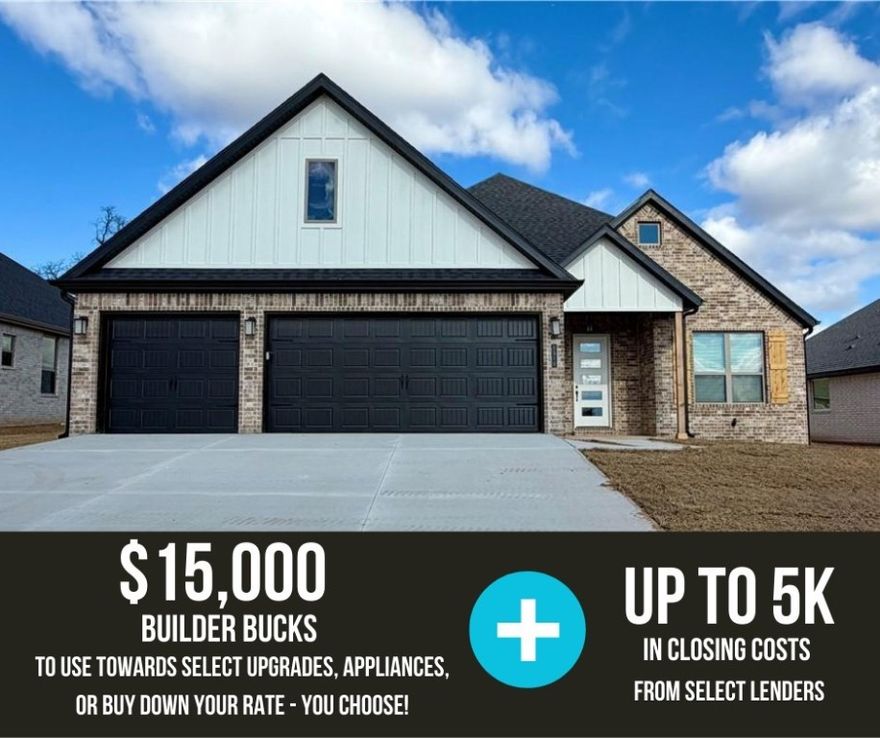 The Hornbill floor plan features 2,310 sq ft of thoughtfully designed living space. Garage depths range from 20 to 24 feet, providing ample room for vehicles, storage, or hobbies. This two-story home offers an open-concept living, dining, and kitchen area, perfect for entertaining and everyday living. The kitchen is equipped with stainless steel appliances, a composite granite sink, and a push-button garbage disposal, combining style with functionality. The primary suite is conveniently connected to the utility room, adding everyday ease and efficiency. With spacious bedrooms, modern finishes, and a well-planned layout, this home delivers comfort, practicality, and quality craftsmanship throughout. For a limited time, Builder Incentives: $15,000 Builder Bucks to use towards select upgrades, appliances, or buy down your rate – you choose! Plus up to 5K from select lenders. For a total of up to 20K with lender incentives! Fence, blinds, and gutters are all included.