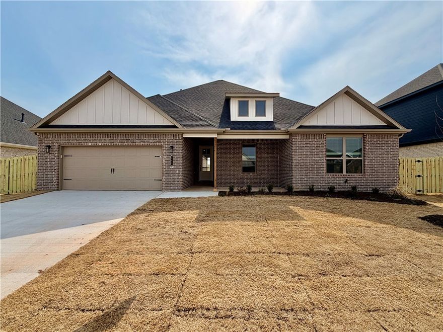 Bariloche offers the perfect balance of quiet suburban living and convenience. Located just off Highway 412, residents enjoy quick access to I-49, and nearby sports and entertainment venues. Welcome to the Holly plan this 4-bedroom, 2.5-bathroom home offers 2,178 heated square feet of living space on a 0.16-acre lot. The open-concept layout features a spacious living area, dining space, and a well-appointed kitchen with ample cabinetry and counter space. The primary suite includes a walk-in closet and private bath, while three additional bedrooms provide flexibility for family, guests, or office use. Additional highlights include an attached 2-car garage and covered back patio.