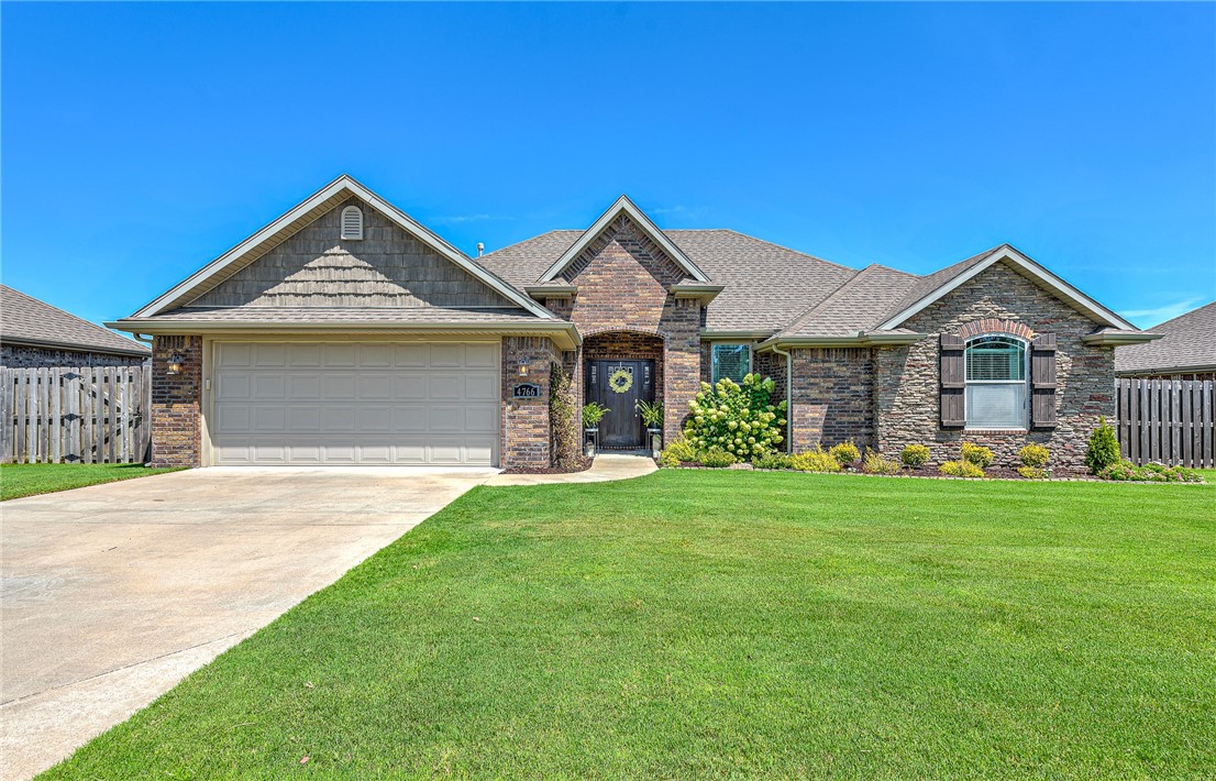 Welcome to The Villages of Sloanbrooke! Move into this beautiful all-brick home before the school year starts! Single level, split floor-plan with a large, flat backyard. Walk in to find an open layout with lovely wood flooring, 9' ceilings, and tons of natural lighting. The kitchen offers granite countertops, bar seating, a farmhouse sink, gas range, ample cabinetry and a walk-in pantry! You'll find two guest bedrooms and a full bathroom just off of the living room. The large master suite is adjacent to the laundry room and offers a walk-in shower, jacuzzi tub, dual vanity and his/hers closets. Outside, spend time relaxing under the extended covered patio! Property also features an in-ground tornado shelter located in the garage. Schedule your tour today!