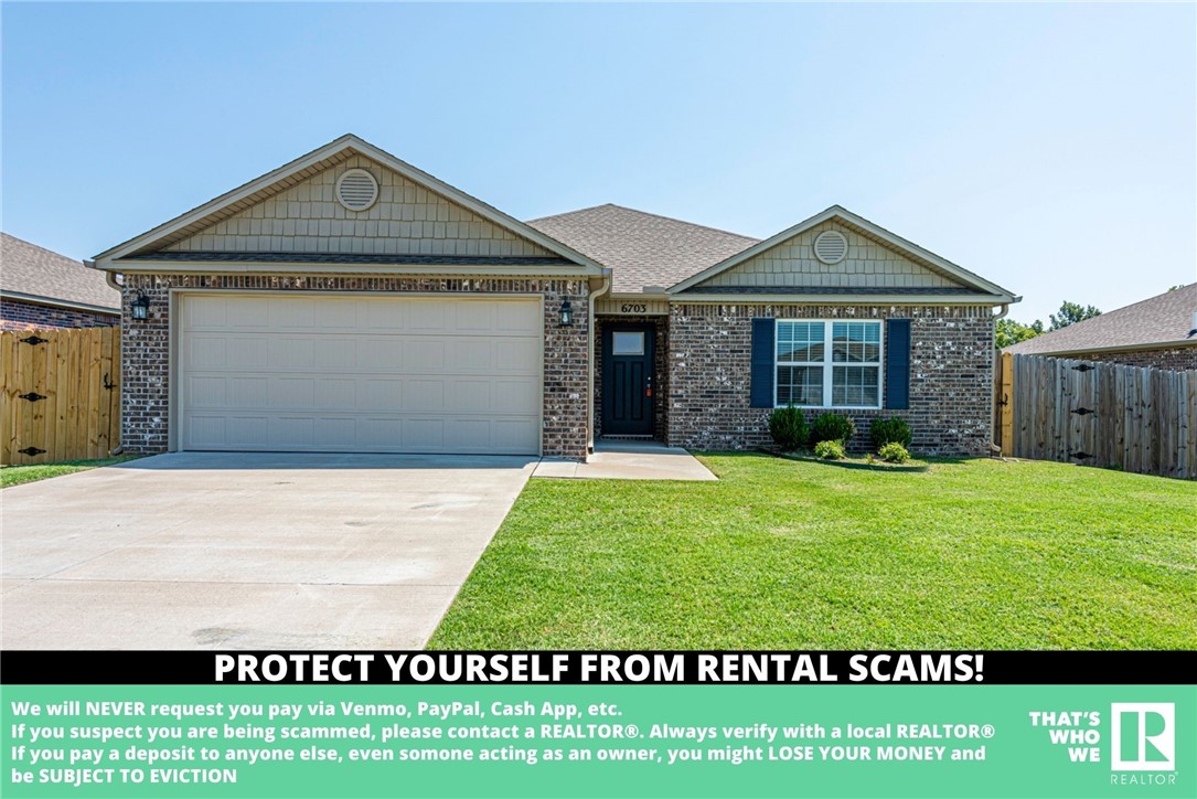 AVAILABLE NOW! Come check out this beautiful 3 bedroom 2 bathroom home is less than 10 minutes away from XNA airport, Shadow Valley Golf Course, Parks, and Bentonville Community Center! This home features an open concept with laminate wood floors in the living room, pony-wall counter tops perfect for hosting, lots of cabinet and counter space, Refrigerator included, and eat-in dining room! Large primary bedroom with private ensuite and walk-in closet! Head out back and enjoy the upcoming fall months from the covered back patio in the privacy of the fenced in backyard! **Tenant is responsible for all utilities and lawn care/maintenance