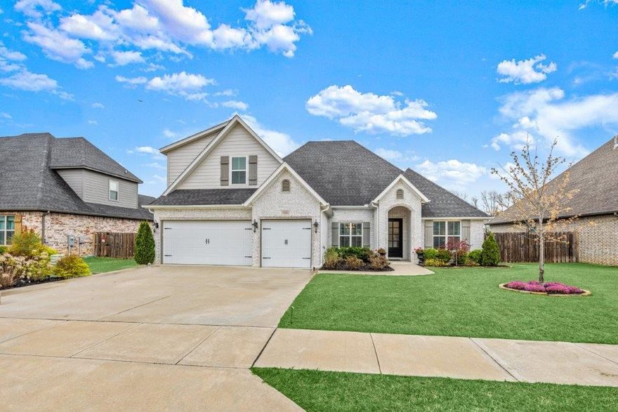 Beautiful Home in Creekside Community. Located across the street from Community Pool & Park and backing up to greenspace & pond for private views! This home features a gorgeous open layout with 4 bedrooms, Bonus, and Office. Foyer entry welcomes you in with private office on right and formal dining space on left. Spacious living room boasts vaulted ceilings, gas fireplace, wood floors, and large windows for natural light. Eat-in Kitchen has large island with counter seating, pantry, gas range, double oven & more! Primary suite is a relaxing escape with large attached bath with soaking tub and spacious shower as well as separate vanities and WIC. Two guest bedrooms with J&J bath on main level. Half bath for guests. Laundry room has sink and cubby storage and access to the 3-car garage. Upstairs is large bonus room and an additional guest bed & bath. Enjoy a beautifully landscaped exterior from your covered porch with gas fireplace and a fully fenced and private backyard setting. Welcome Home!