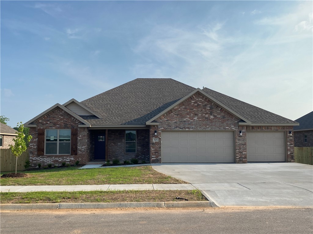 This 4 Bedroom, 2 Bath all brick home is all on one level. Split bedroom design. Vaulted ceiling with cedar accents and a gas log fireplace in the Living Room. The Kitchen has upgraded cabinetry, granite countertops, gas range, and an eat in kitchen. This home backs up to the neighborhood greenspace and also features a sunroom on the back that is heated and cooled for amazing views. June Incentive -Builder is offering $10,000 in Buyer Incentives!