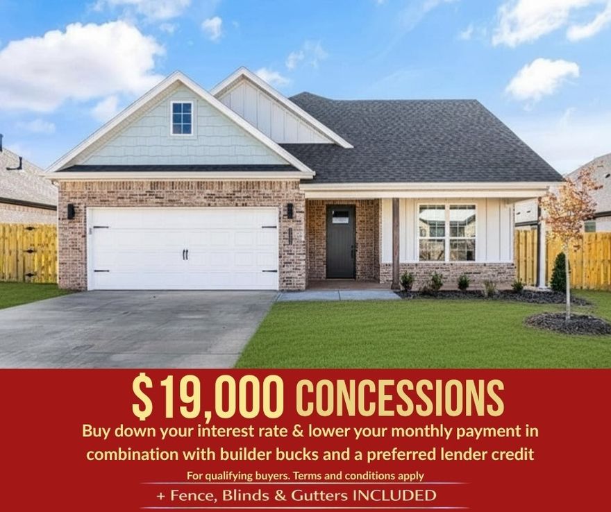 Beautiful New Construction in Yorktown. The Stork floor plan, offers 2,009 sq. ft. of thoughtfully designed living space.Step inside the open-concept living, dining, and kitchen area, the professional-style gas cooktop with an exterior-vented hood provides superior performance for the home chef, while the stylish finishes throughout create a warm and inviting atmosphere. The primary suite connects directly to the utility room for ultimate convenience. This home also features 2.5 baths, a two-car garage, and both a covered front porch and back patio. Enjoy outdoor comfort and entertainment with the pre-wired fan and TV hookup on the back patio and a privacy-fenced backyard for added seclusion. 
For a limited time, Lower your interest rate with $15,000 from the builder  + up to 4k in closing costs from select lenders. For a total of up to 19K with lender incentives. Fence, blinds, and gutters are all included.