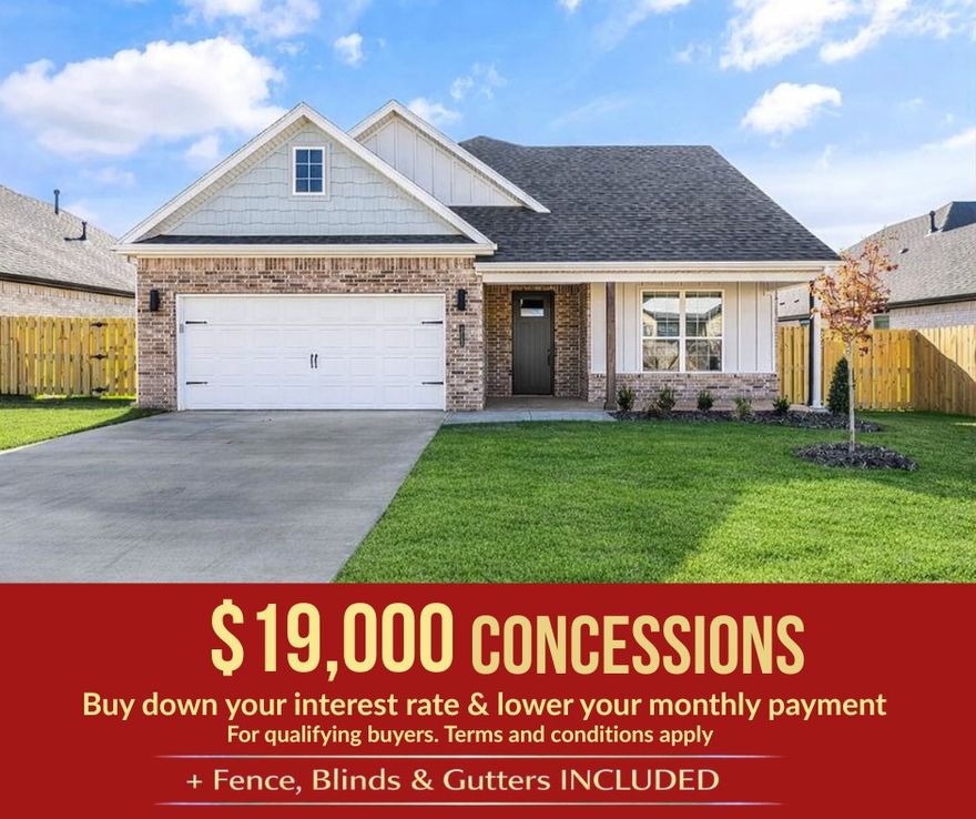 Beautiful New Construction in Yorktown. The Stork floor plan, offers 2,009 sq. ft. of thoughtfully designed living space.Step inside the open-concept living, dining, and kitchen area, the professional-style gas cooktop with an exterior-vented hood provides superior performance for the home chef, while the stylish finishes throughout create a warm and inviting atmosphere. The primary suite connects directly to the utility room for ultimate convenience. This home also features 2.5 baths, a two-car garage, and both a covered front porch and back patio. Enjoy outdoor comfort and entertainment with the pre-wired fan and TV hookup on the back patio and a privacy-fenced backyard for added seclusion. 
For a limited time, Lower your interest rate with $15,000 from the builder  + up to 4k in closing costs from select lenders. For a total of up to 19K with lender incentives. Fence, blinds, and gutters are all included.