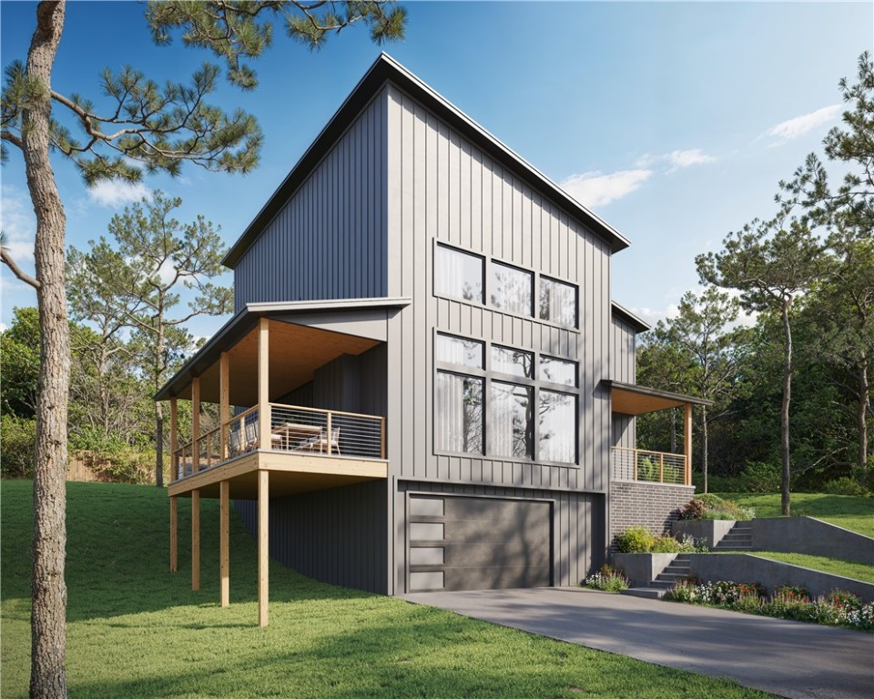 Nearly completed new construction home, just off the trails in Bella Vista. 3 Bedroom home plus office. Delivering all top of the line materials and fixtures, no expense has been spared on this home:
-Exquisite double-height wall of windows from your living room out to the forest
-Massive Quad garage, 40' deep. Large enough to park 4 cars inside. Plenty of storage space.
-Giant 10' wide by 8' tall heavy-duty slider beside kitchen, maximizing view and sunlight
-Oak flooring
-Designer showers
-Walk-in pantry, full laundry room
-Master bedroom downstairs, others upstairs
-Double window office
-180sqft+ of space that is convertible into an additional bonus room
-Large, heavy-duty tempered/aluminum tilt/turn European style windows throughout