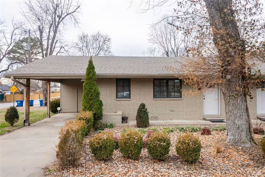 This recently renovated 2 bed, 1 bath home is ideally located at the corner of F St & 3rd, directly across from Bogle Park in the heart of downtown Bentonville. Offering a peaceful yet connected lifestyle, this property combines everyday proximity with a calm residential setting while remaining close to Bentonville’s vibrant downtown. Living across from the park provides easy daily access, while the Downtown Bentonville Square is just four blocks away & Crystal Bridges is a short distance through nearby neighborhoods. Part of a renovated duplex, the home features an updated and comfortable interior with a modern yet inviting feel. A covered patio, shed, and carport add everyday convenience and functional outdoor space. Located on a low-traffic residential road, enjoy a relaxed, neighborly atmosphere. This home may be leased furnished or unfurnished and offers a rare opportunity to enjoy downtown living with convenience and accessibility at your doorstep. Rent includes insect treatment & filter changes.