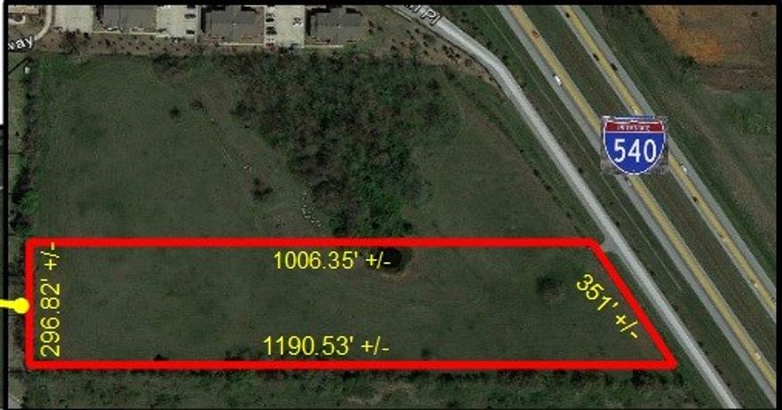 7.5AC tract with visibility from I-49. Development potential. Front portion zoned C-2, back portion zoned A-1.Surrounded by new development. Great location!