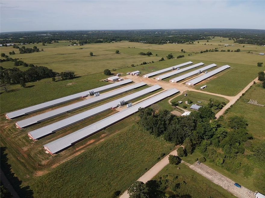 The most advanced poultry farm in the area can now be yours. (8) 46 x 700 poultry houses less than 2 years old loaded with tons of extras on 110 acres Fully automatic trolly pickup system, 3 feed lines with feed flood that eliminates the need for chick trays, 5 water lines per, all lines electric winch, LP Train car system, 3 - 18 ton feed bins per house, media filter water system that saves on filters, large well house/shop for ample storage and work area, 4 generators with auto start and much more. 1,444 sq foot fully remodeled home with shop/garage. Several additional outbuildings and barns. 2 deep wells with rural water back up. Land is open and perfect for hay and grazing. Land is surrounded with roads on 3 sides. This is a must see farm. Please do not visit farm without prior appointment.