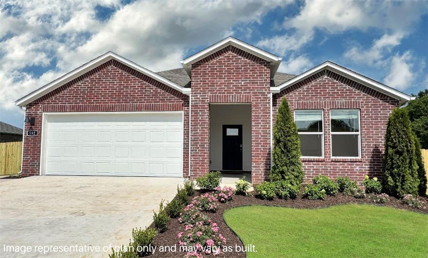 Excellent Elgin Plan in Wagon Wheel Phase 2, in Farmington, Arkansas! Each home in Wagon Wheel is meticulously crafted with attention to detail, creating a space that feels both luxurious and welcoming. From the moment you walk through the door, you'll be greeted by modern features and spacious a layout that caters to every lifestyle. Our homes boast premium finishes and thoughtful designs, ensuring that you'll be stepping inside your own personal oasis. These homes will be complete with LVP flooring throughout and wood shelving in all closets, pantry and utility room. The kitchen will have quartz kitchen counters, 36-inch cabinets, and stainless-steel appliances! Home will have a Garage Door Opener. Primary bath will have quartz countertops, double sinks, and an oversized walk-in shower. Each home comes with 4-sided brick with siding per plan. NO SHUTTERS. Taxes and Parcel TBD.