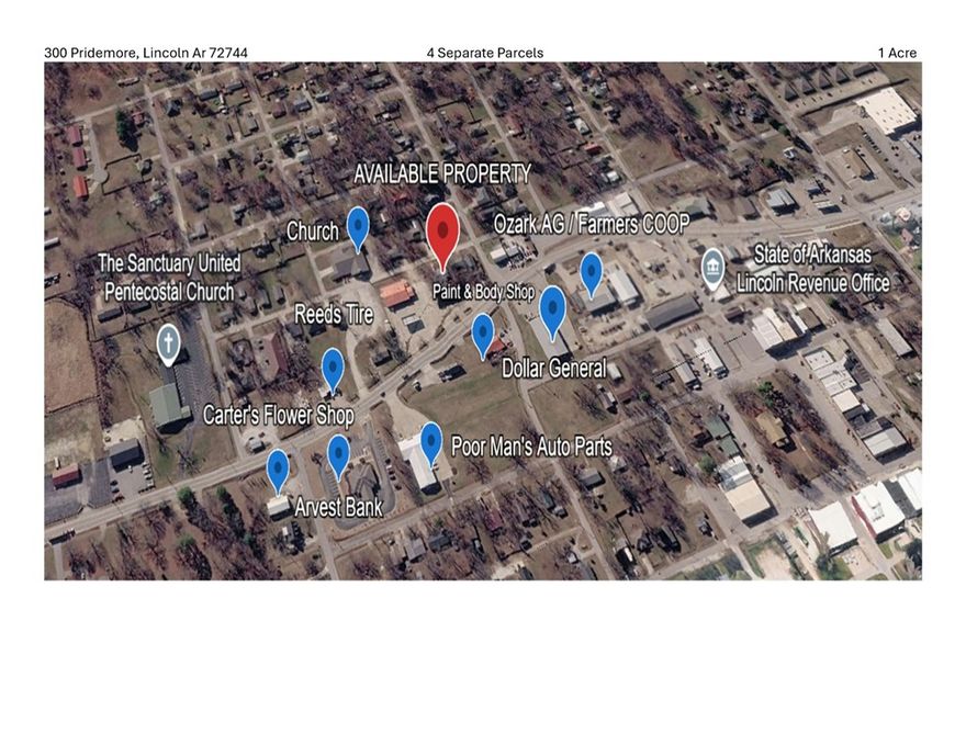 Prime commercial opportunity in the heart of Lincoln! This property offers approximately 250 feet of highly visible Hwy 62 frontage, making it an ideal location for a wide range of business ventures. The property consists of four separate parcels being sold together, providing flexibility for development or investment. A residential lot that is 50 feet wide is located at the rear of the property along E Rogers St, and an additional 130 feet of frontage along E Rogers St may offer potential for residential use, subject to approval. With limited availability of Hwy 62 frontage in this growing area, this is a rare chance to secure a high-visibility location with strong investment potential.