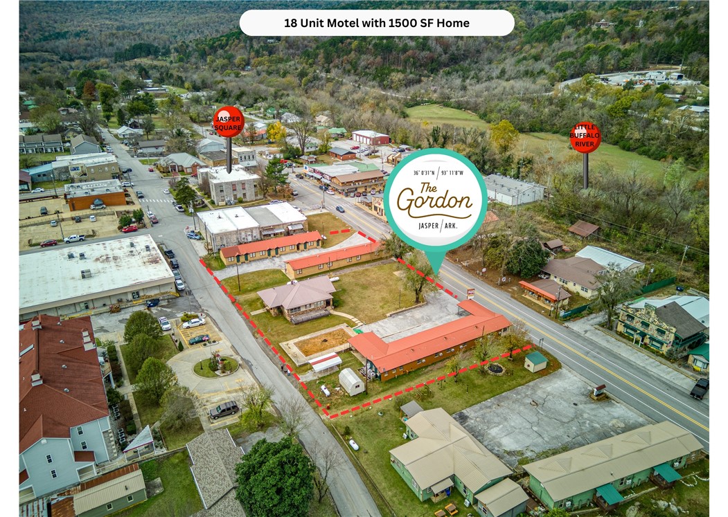 INVESTMENT OPPORTUNITY near the Buffalo River! The Gordon is a 18 unit historic motel with 1500 SF home in downtown Jasper, Arkansas, and is the gateway to the breathtaking Buffalo National River and the Ozark National Forest.
Outdoor enthusiasts can explore to enjoy a landscape packed with natural beauty, diverse waterways, & wildlife. Paddle down scenic rivers via canoe or kayak, explore and hike hidden trails, mountain bike hundreds of miles in the Ozark National Forest, or cast a line and fetch fish from clear streams.
If you crave an adventure or adrenaline rush the Ozarks provide rock climbing, heart pounding ziplining, horseback riding, ATV and a dirt bike wonderland opportunities.
If you're seeking a tranquil experience, Jasper provides great restaurants, downtown farmer and craft market, art gallery, quaint shopping, cultural and music events year round in the “Elk Capital of Arkansas”.
6 of the rooms have recently been completely renovated and 12 rooms has undergone updates recently.
