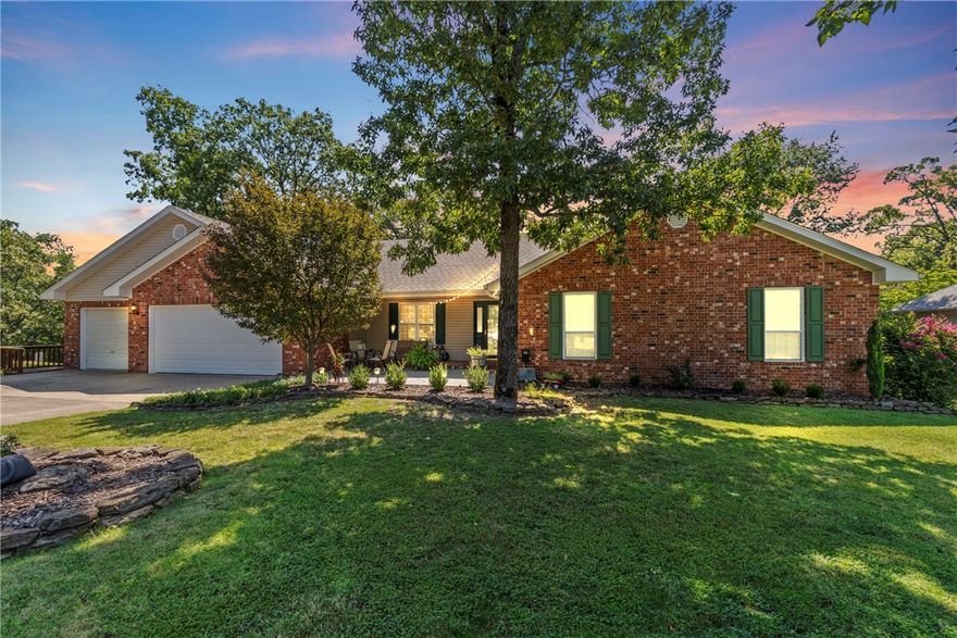 One level living with 4th bedroom suite on second level only.  2 car garage with golf cart 3rd bay.  242 sf in garage that is heated and cooled.  Nicely landscaped with rock wall and decorative lighting in trees in front of home.  Faces golf course and really convenient to grocery, gas station, resturants, post office, hardware store, Dollar General, and more.  A short drive to the marina and pools.  Country Club is nearby as well as abundant amenities, unique to Holiday Island. Nice outdoor spaces to relax.  Lots of things to do at Holiday Island or a quick drive into Historic Eureka Springs for a scenic train or trolley ride or shopping in a variety of unique stores with great places to dine. Or just set in the park and watch all the interesting people who are drawn to our neat little town, often has live music.  Living in the Ozarks just doesn't get better than this.  Holiday Island is also near the MO border where Roaring River Trout hackery w fishing, camping and Eagle watching, all take place nearby.