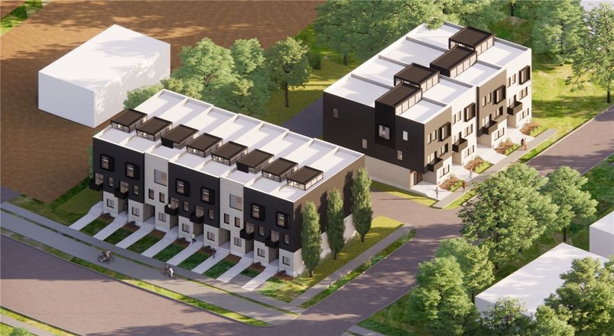 Discover LIGHTBOX—where cutting-edge design meets the soul of downtown Bentonville. Just steps from 8th Street Market and Walmart’s new HQ, this collection of 12 luxury townhomes blends modern architecture with livable artistry. Designed by the acclaimed team at HUFFT, each home is centered around a dramatic clerestory, casting natural light across every level. This NORTH LIGHT unit showcases the bold and moody Charcoal Palette—a striking mix of deep tones, clean lines, and high-contrast finishes. A flexible first-floor suite adapts to your lifestyle—office, guest room, or Peloton space. The main level delivers seamless flow for entertaining, while the upper level features two private bedroom suites. With cement-filled cinder block walls for next-level durability and floating stairs that make a statement, this residence is built for both form and function. Move-in ready this November. Experience LIGHTBOX in its most dramatic form—reserve now.