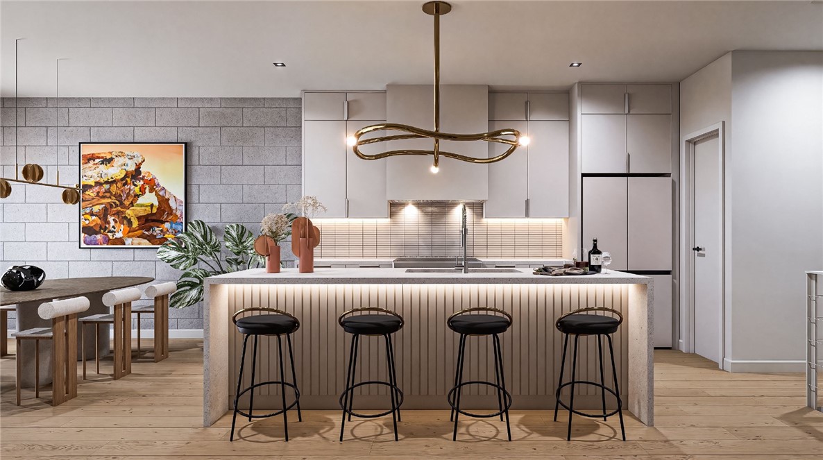 Discover LIGHTBOX—where cutting-edge design meets the soul of downtown Bentonville. Just steps from 8th Street Market and Walmart’s new HQ, this collection of 12 luxury townhomes blends modern architecture with livable artistry. Designed by the acclaimed team at HUFFT, each home is centered around a dramatic clerestory, casting natural light across every level. This NORTH LIGHT unit showcases the bold and moody Charcoal Palette—a striking mix of deep tones, clean lines, and high-contrast finishes. A flexible first-floor suite adapts to your lifestyle—office, guest room, or Peloton space. The main level delivers seamless flow for entertaining, while the upper level features two private bedroom suites. With cement-filled cinder block walls for next-level durability and floating stairs that make a statement, this residence is built for both form and function. Move-in ready this November. Experience LIGHTBOX in its most dramatic form—reserve now.
