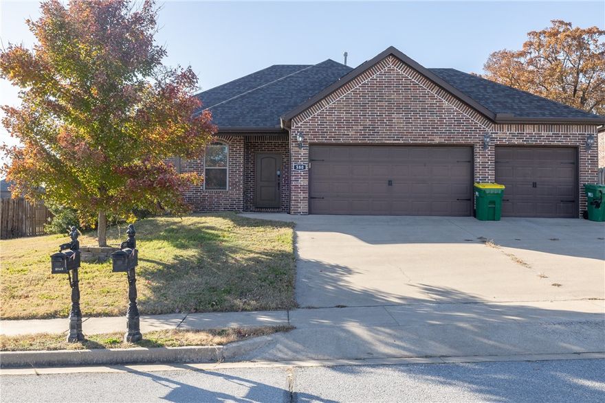 Beautiful 4-bedroom, 2-bath home with a 3-car garage situated on a spacious corner lot. The open layout features wood-look tile floors throughout the main living areas and a welcoming living room with a cozy gas fireplace. The kitchen offers stainless steel appliances, granite countertops, and an eat-in dining area perfect for casual meals or entertaining. The primary suite includes a tray ceiling, double vanity, jetted tub, and walk-in closet for plenty of storage. Enjoy outdoor living with a covered patio and deck overlooking a private, fully fenced backyard—ideal for relaxing or gathering with friends and family.